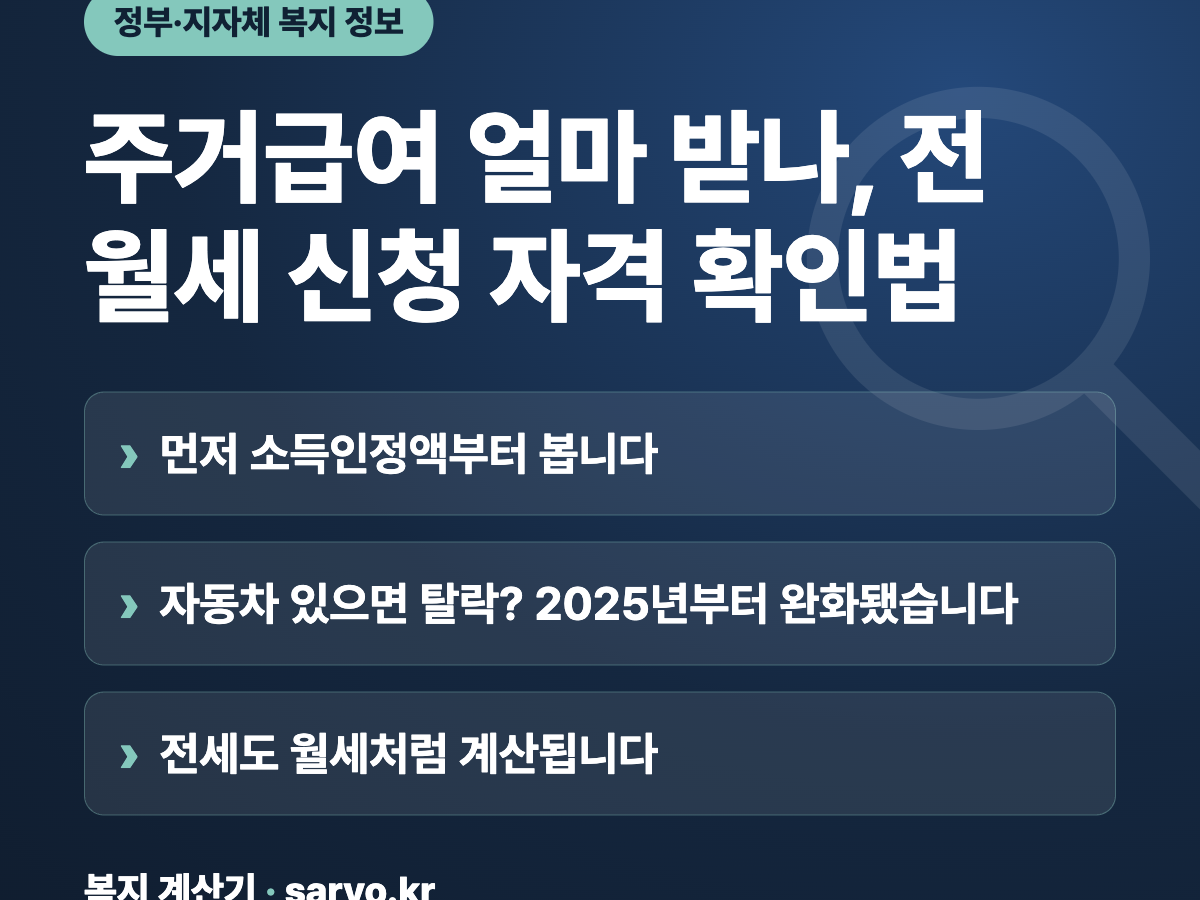 주거급여 얼마 받나, 전월세 신청 자격 확인법 요약