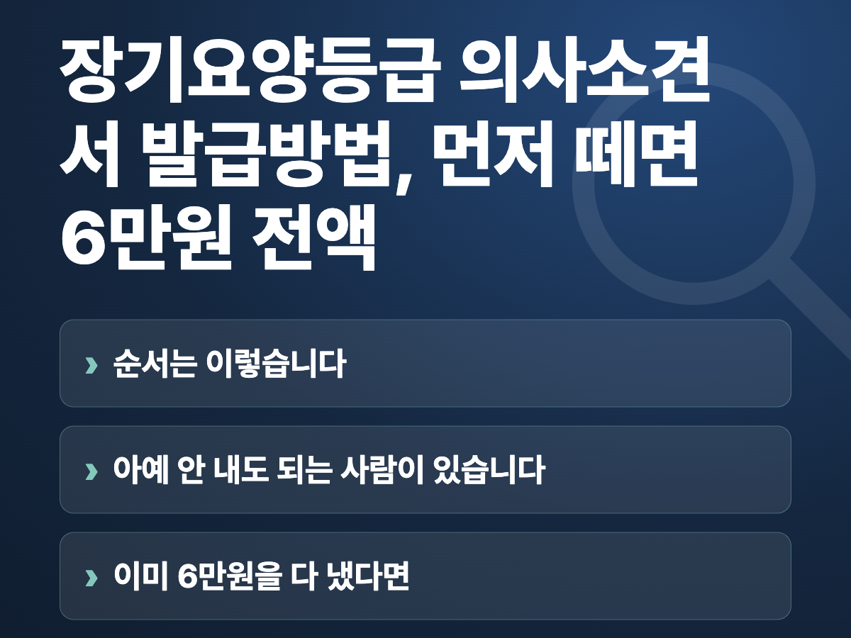 장기요양등급 의사소견서 발급방법, 먼저 떼면 6만원 전액 요약