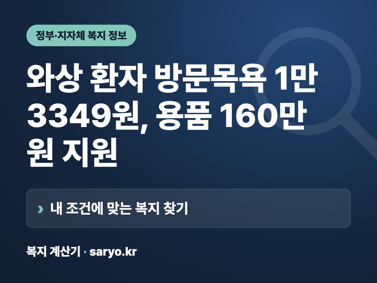 와상 환자 방문목욕 1만3349원, 용품 160만원 지원 요약